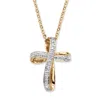 Palm Beach Jewelry White Diamond Accent Two-tone 18k Gold-plated Cross Pendant Necklace 18"