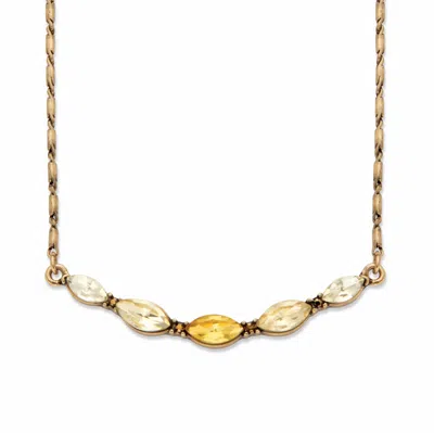 Palm Beach Jewelry Yellow And Champagne Marquise-cut Crystal Goldtone Bib Necklace 17"-19"