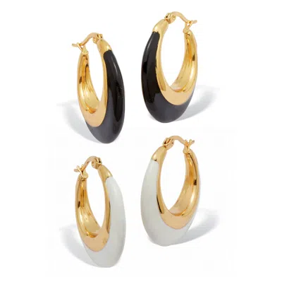 Palm Beach Jewelry Yellow Gold Ion-plated Eclipse 2-set Hoop Earrings