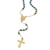 Palm Beach Jewelry Yellow Gold Ion-plated Stainless Steel Crystal Beaded Rosary Necklace 21-inch