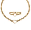 Palm Beach Jewelry Yellow Gold Ion-plated Stainless Steel Heart Bracelet And Necklace 16 Inch