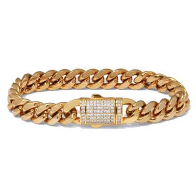 Palm Beach Jewelry Yellow Gold Ion-plated Stainless Steel Round Crystal Curb Link Bracelet 9.5-inch