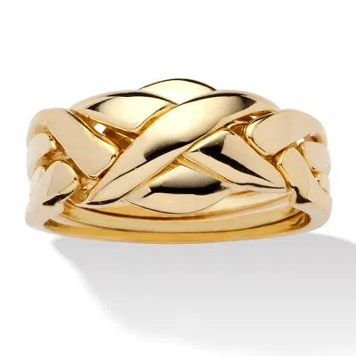 Palm Beach Jewelry Yellow Gold-plated Braided Puzzle Ring
