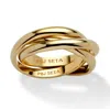 Palm Beach Jewelry Yellow Gold-plated Rolling Triple Band Crossover Ring In Yellow