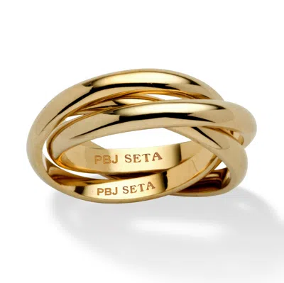 Palm Beach Jewelry Yellow Gold-plated Rolling Triple Band Crossover Ring