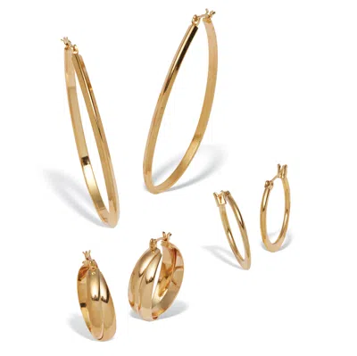 Palm Beach Jewelry Yellow Goldtone 3 Pair Hoop Earrings Set