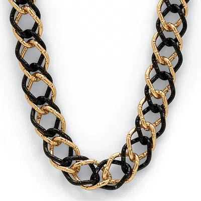 Palm Beach Jewelry Yellow Goldtone Black Rhodium-plated Curb-link Necklace 34"