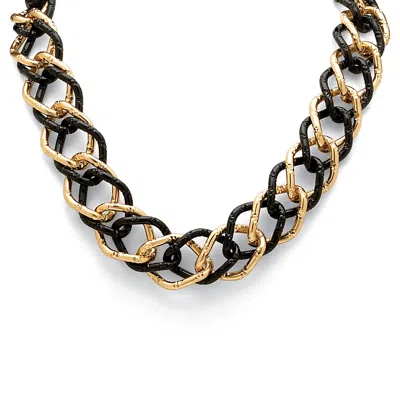 Palm Beach Jewelry Yellow Goldtone Black-ruthenium-plated Curb-link Necklace 19"