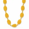 Palm Beach Jewelry Yellow Mod-style Lucite Silvertone Cabochon Beaded Strand Necklace 28"