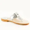 Palm Beach Women's Leather Flat Sandal In Silver/silver In Animal Print