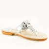 Palm Beach Women's Leather Flat Sandal In Silver/silver In Multi