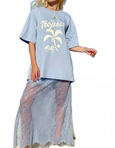 Palm Collective Daintree Lace Skirt In Dusty Blue In Multi