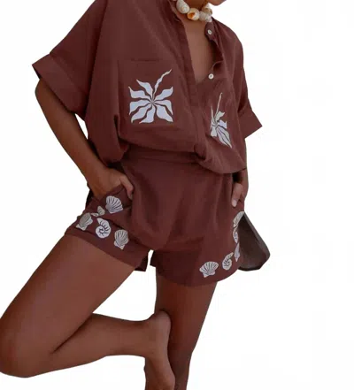 Palm Collective Elise High Rise Shorts In Brown