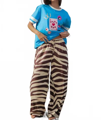 Palm Collective Sidewalk Zebra Linen Pants In Brown