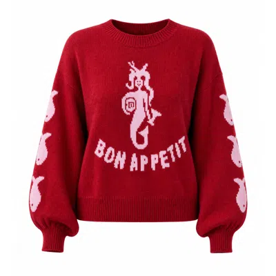 Palm Collective Women's Bon Appetit Mermaid Knit Sweater - Deep Red