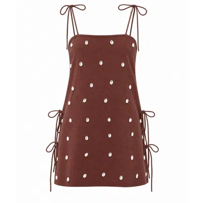 Palm Collective Women's Brown Dede Cowrie Shell Beaded Dress