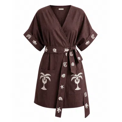 Palm Collective Women's Brown Patina Wrap Dress - Chocolate