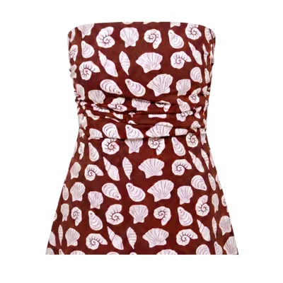Palm Collective Women's Brown Shell Collection Top In Burgundy
