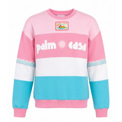 Palm Collective Women's Gelato Splice Fleece Sweater In Pink/white