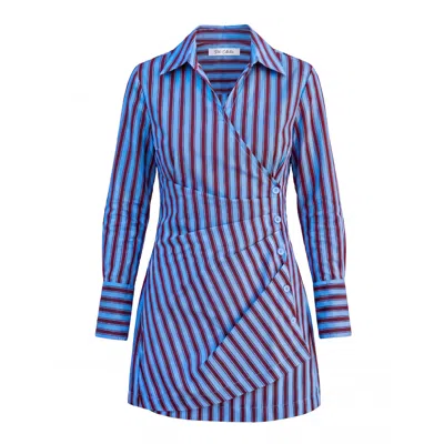 Palm Collective Women's Gossip Girl Shirt Dress In Blue/brown