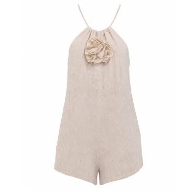 Palm Collective Women's Neutrals Bingin Playsuit In Brown/white