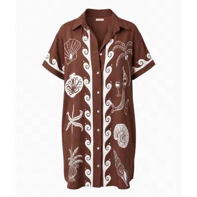 Palm Collective Women's Ocean Club Shirt Dress Brown