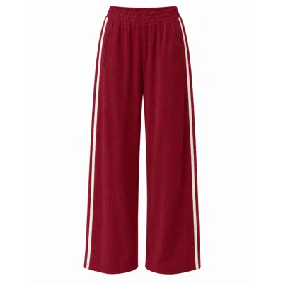 Palm Collective Women's Red Stripe Track Pants- Burgandy
