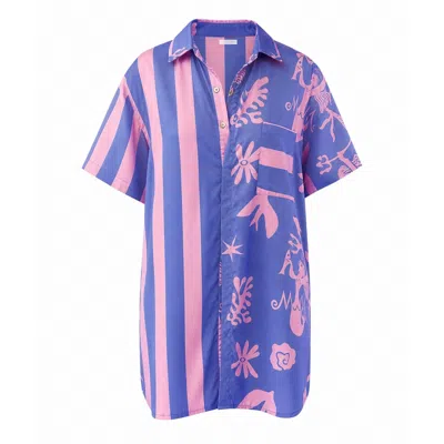 Palm Collective Women's Sea Circus Shirt Dress In Blue