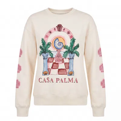 Palm Collective Women's White La Terraza Fleece Sweater