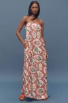 Palm Noosa Alessia Pink Citrus Tile Crepe Strapless Midi Dress