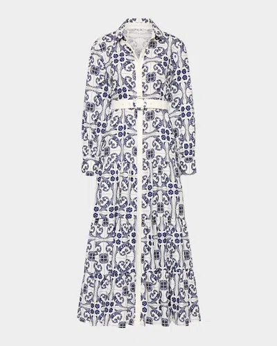 Palm Noosa Aria Tiered Tile-print Maxi Shirtdress