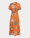 Palm Noosa Carla Orange Plates Silk Twill Maxi Dress In Orange