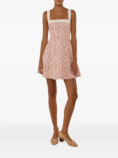 Palm Noosa Floral-print Panelled Dress In Pink