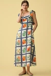 Palm Noosa Gia Ruffle Linen Maxi Dress In Multi