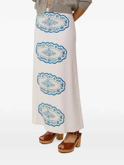 Palm Noosa Ginger Jars Placement-print Maxi Skirt In White