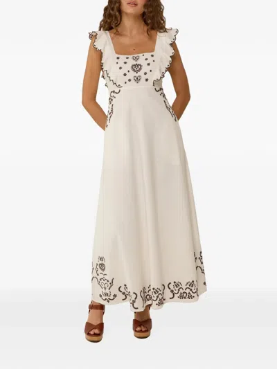 Palm Noosa Grace Embroidered Maxi Dress In White