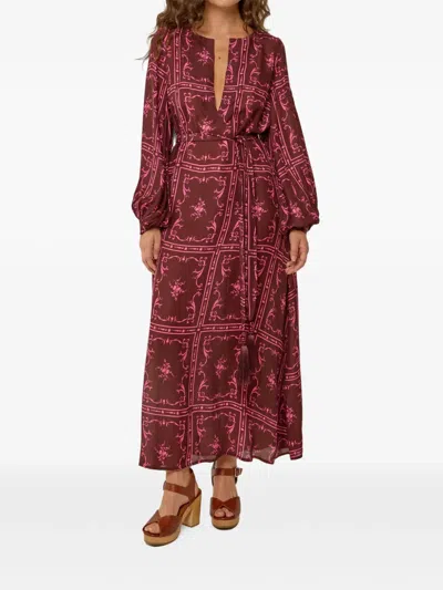 Palm Noosa Hazel Long-sleeve Maxi Dress In Burgundy