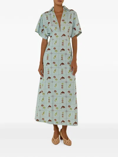 Palm Noosa Jasmine Seashell-print Midi Dress In Blue