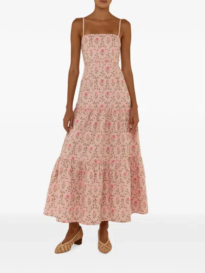 Palm Noosa Kira Floral-print Midi Dress In Pink