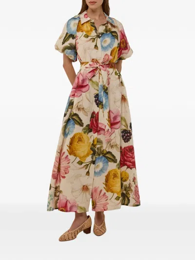 Palm Noosa Marla Floral-print Puffed-sleeve Maxi Dress In Multi