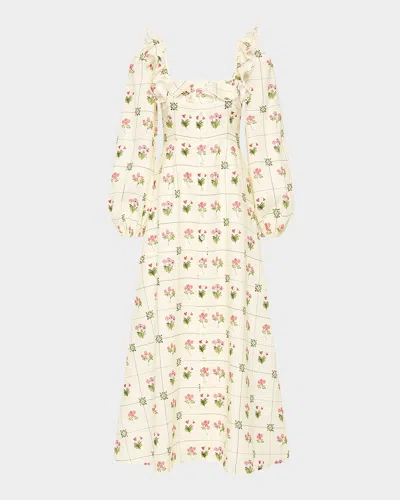 Palm Noosa Montana Ruffle Floral-print Linen Maxi Dress