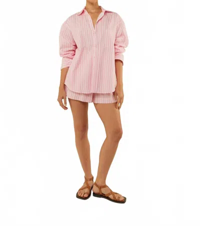 Palm Noosa Olive Shirt In Cosmic Stripe In Pink