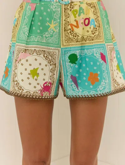 Palm Noosa Porto Lace Trim Shorts In Copricollo In Multi