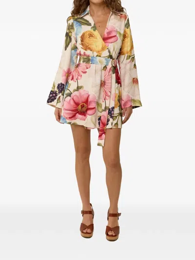 Palm Noosa Quieta Floral-print Wrap Mini Dress In Multi