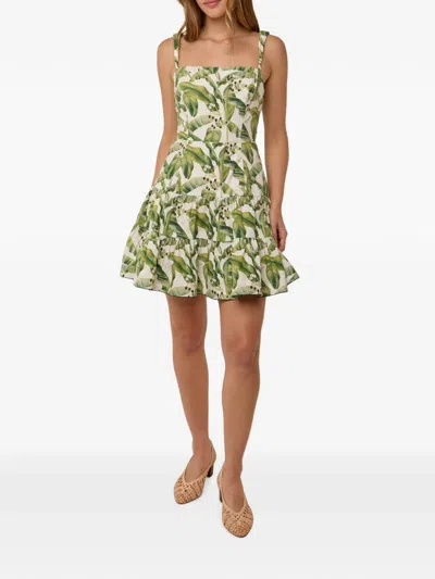Palm Noosa Riviera Palm-print Tiered Dress In Green