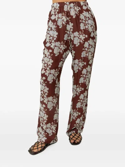 Palm Noosa Rory Floral-print Trousers In Brown