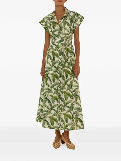 Palm Noosa Siren Palm-leaf Midi Dress In Green
