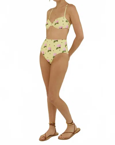 Palm Noosa Two Piece Balconette Bra With Hi Waist Bikini Bottom Set In Multicolor In Yellow