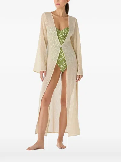 Palmacea Eden Sheer-knit Kaftan In Neutrals