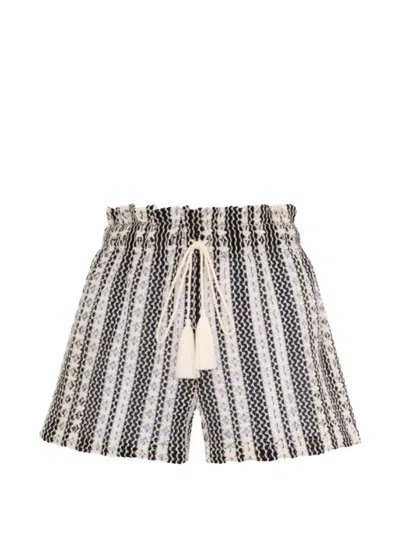 Palmacea Irene Tassel-detail Striped Shorts In Neutral